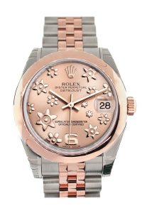 Datejust 31 Pink Raised Floral Motif Dial 18K Rose Gold Two Tone Jubilee Ladies Watch 178241