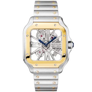 Santos de Cartier Large Skeleton Steel & 18ct Yellow Gold Bracelet Watch